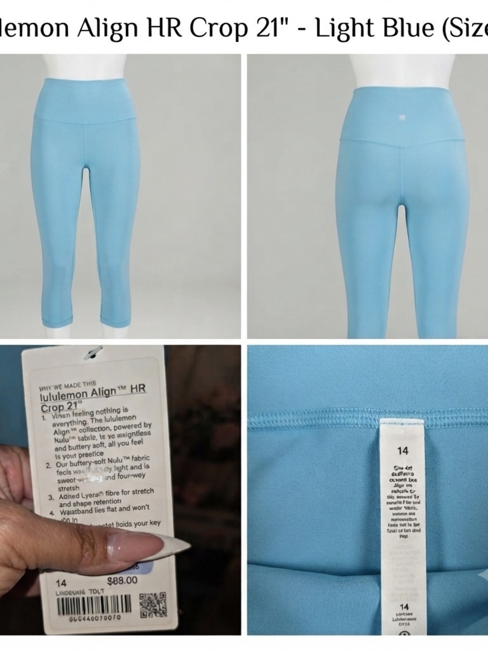 lululemon align 21" Woman's Crop Leggings in Light Blue
